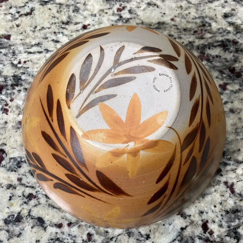 Handcrafted Floral Ceramic Bowl Minimalist Earthy Tones Crafted by Local Potter